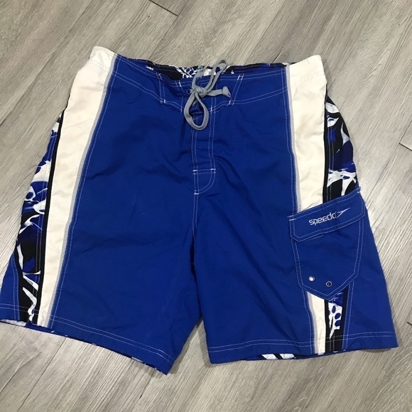 Speedo Royal Blue, Black, White Swim Trunks - Picture 1 of 7